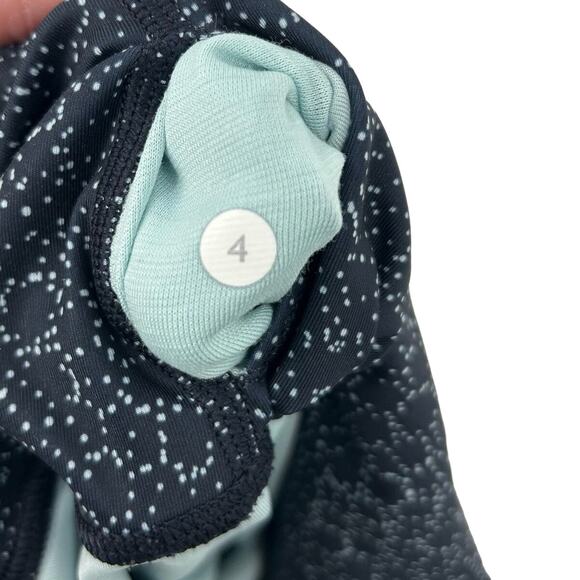 Lululemon Wunder Under Crop Leggings Navy Blue Light Blue Geometric Size 4 - Picture 3 of 5